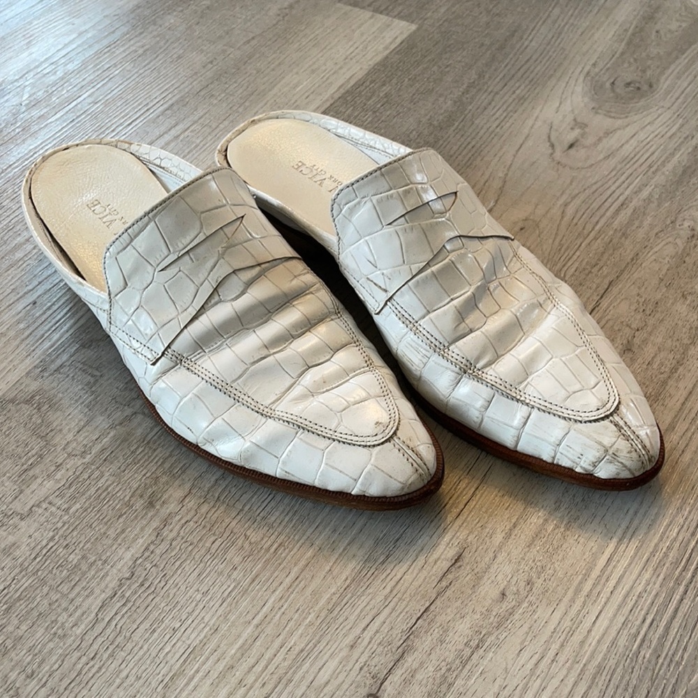 Modern Vice custom white croc slides